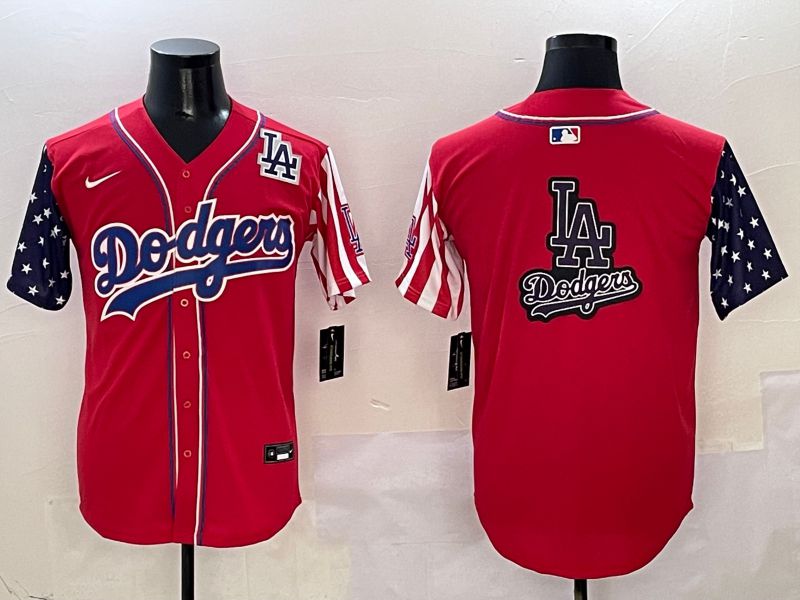 Men Los Angeles Dodgers Blank Red a generation of national flags Joint name 2025 Nike MLB Jersey style 31
